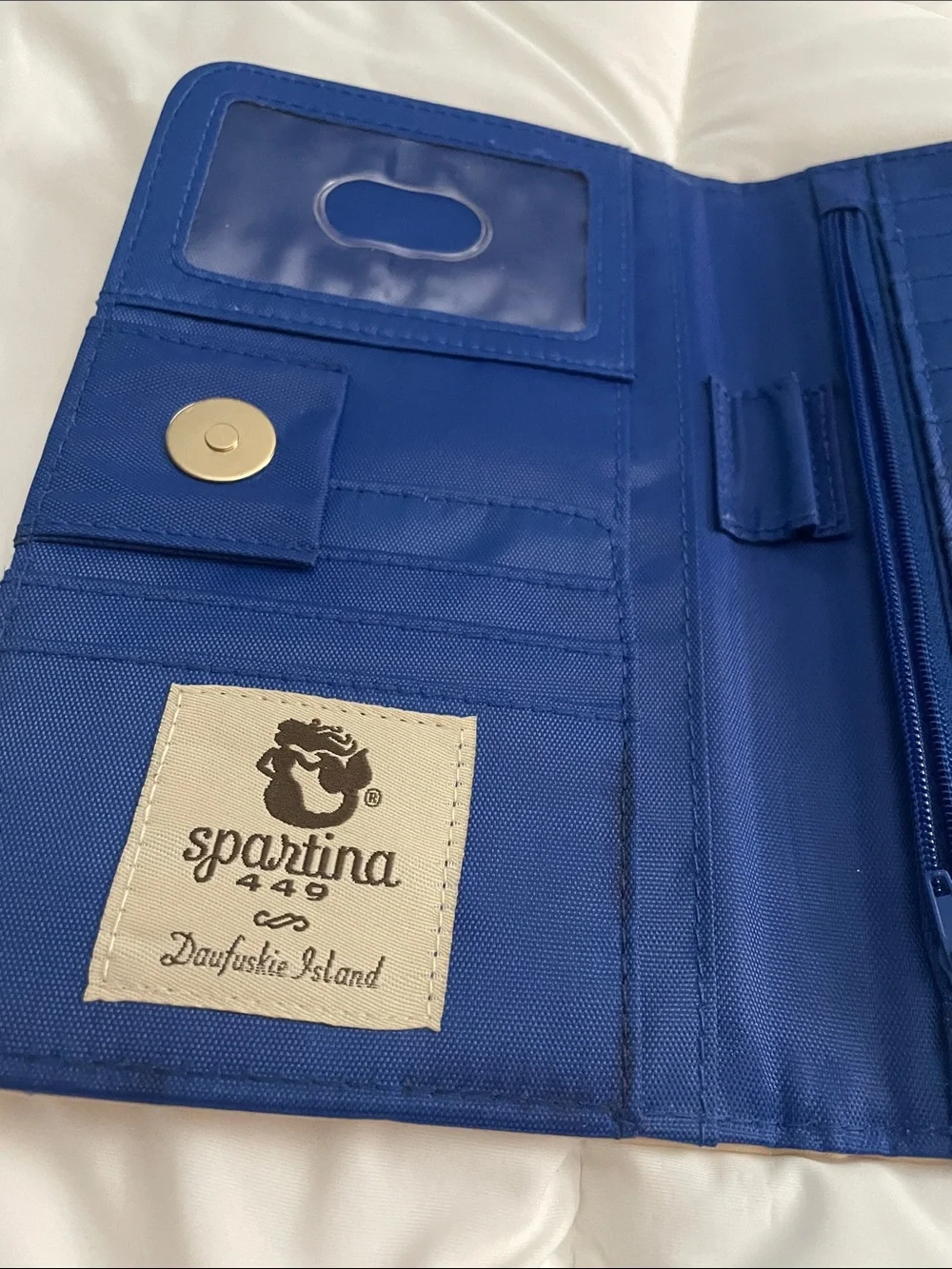 Spartina 449 Coastal Map Zip Wallet - Blue, Cream, Tan, Orange